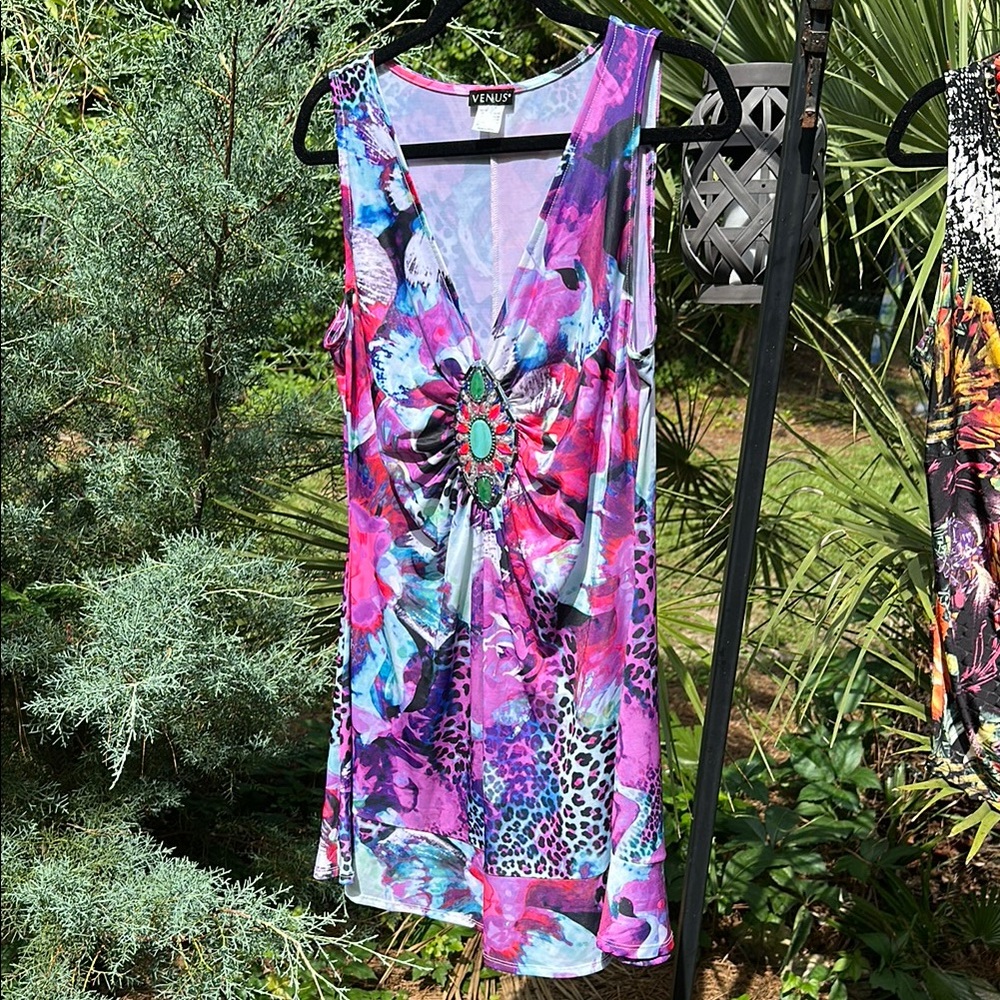💥VENUS BUNDLE💥Multicolor Sleeveless Dress and Top Bundle -Jewel Accents SZ Large - Picture 15 of 17